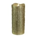 Pillar Candle Gold Glitter Led B/O Fountain