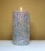 Silver glitter LED pillar candle 20x10cm with battery operated fountain in Lagos, Nigeria