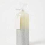 silver glitter pillar candle 180x70mm for table décor, home styling and event decoration in Lagos, Nigeria