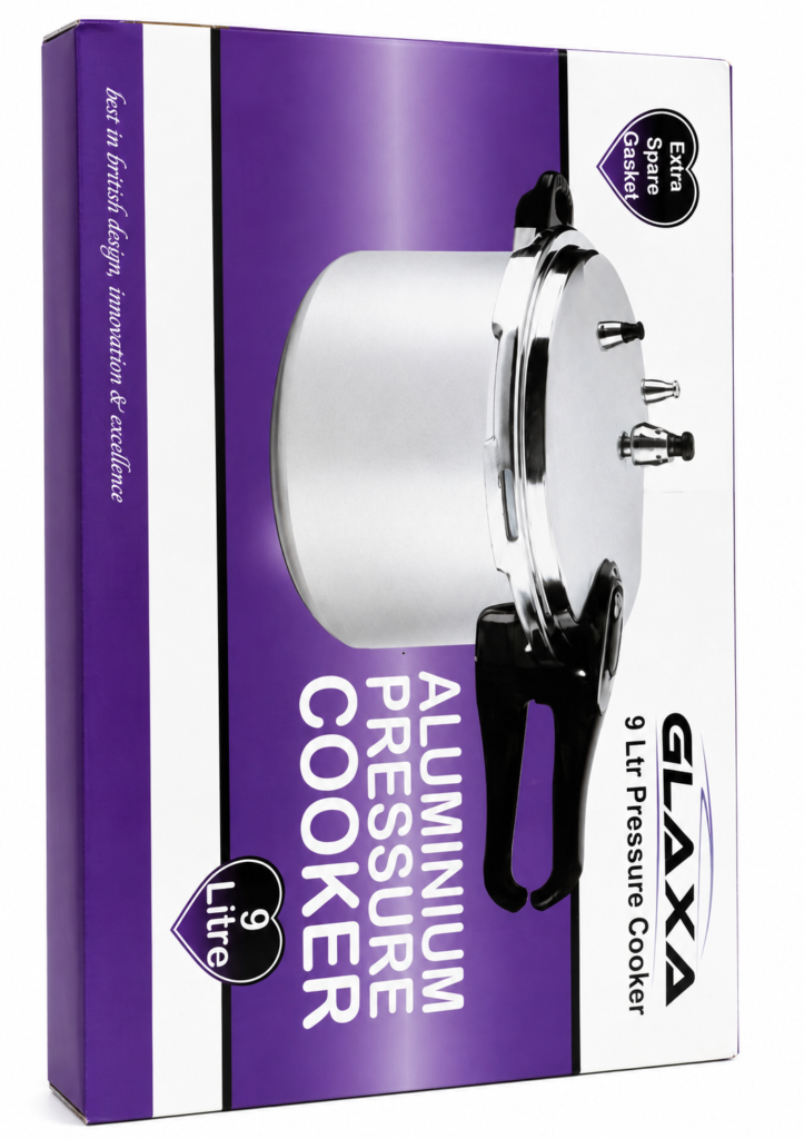 Large 9-litre Glaxa stainless steel pressure cooker for fast kitchen cooking in Lagos, Nigeria
