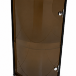 Oxford amber 2‑tier glass cabinet with wood and glass shelves for living room décor in Lagos, Nigeria