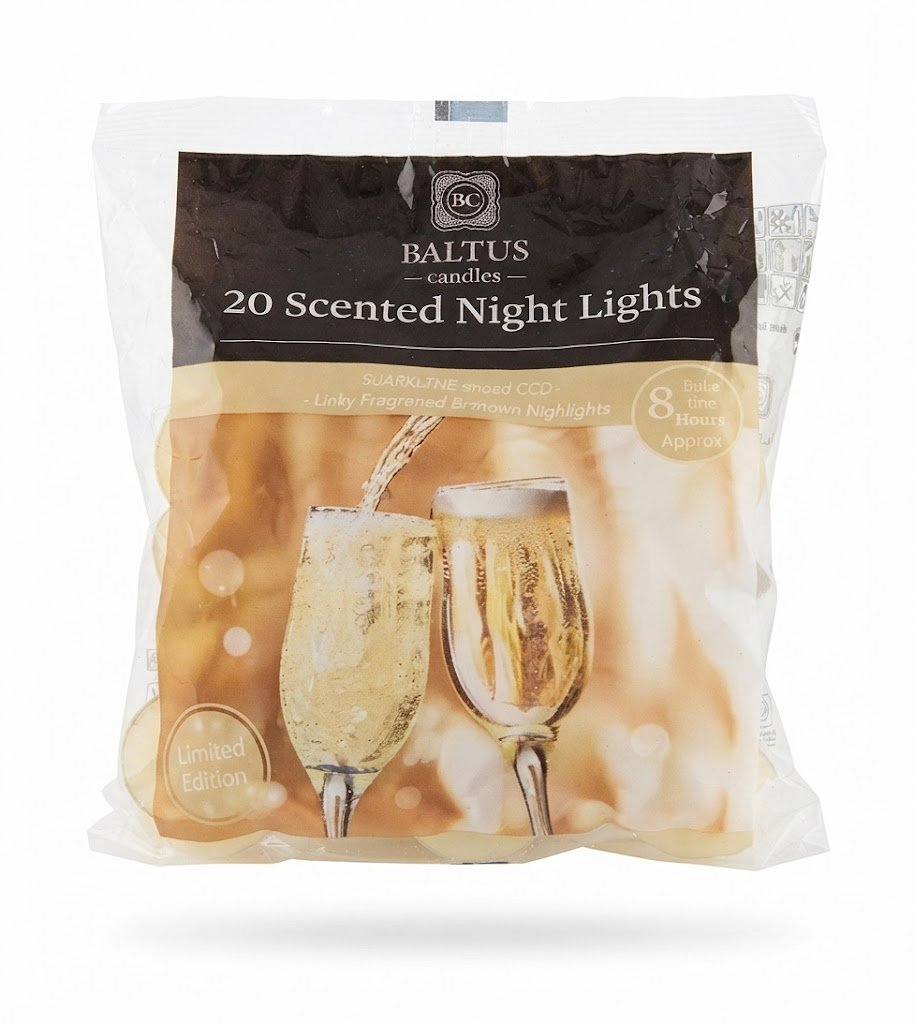 Limited edition 20-pack sparkling prosecco scented Baltus tealight candles with 8-hour burn in Lagos, Nigeria.