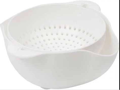 5060592291472 Colander Strainer Set With Detachable Plastic 1.3L Rotatable Bowl White - Image 1