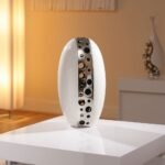 White/Silver Ceramic Egg 18.5 X 34Cm Table Décor