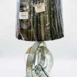 Elegant mirrored glass table lamp with a silver finish and crystal accents for luxury home lighting in Lagos, Nigeria