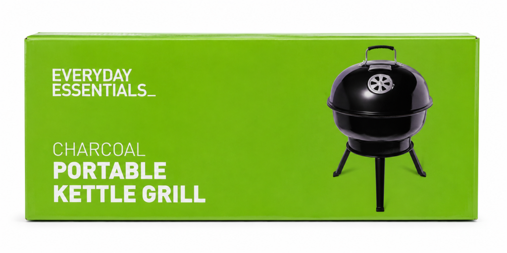 Charcoal portable kettle grill with black steel body and lid for outdoor BBQ in Lagos, Nigeria