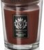 Vellutier Gentlemen's Lounge medium candle in an oval glass jar with a wooden lid for masculine Lagos, Nigeria décor.