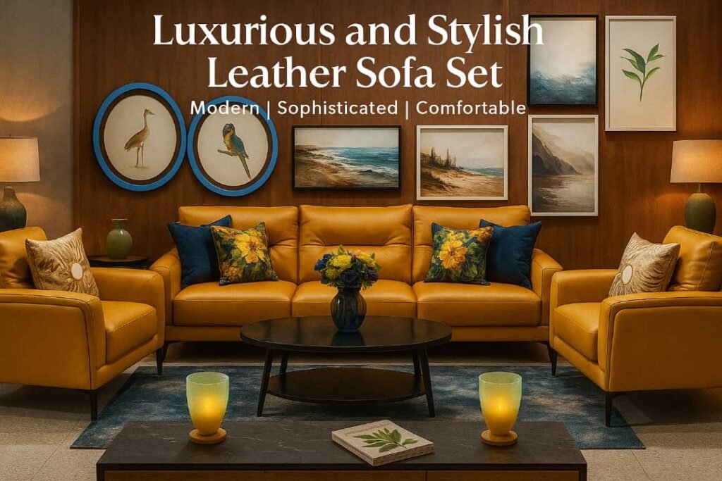 Stylish yellow 7-seater fabric sofa set for contemporary living room decor in Lagos.