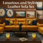 Stylish yellow 7-seater fabric sofa set for contemporary living room decor in Lagos.