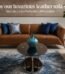 Ox blood leather 7 seater sofa set arranged in living room for home décor in Lagos, Nigeria