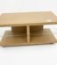 Sleek beech wood effect TV unit with a clear tempered glass shelf and minimalist open-back design, Lagos, Nigeria
