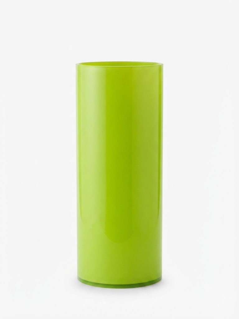 Tall 50x20cm lime green and white cylinder glass vase for luxury home floral arrangements in Lagos, Nigeria