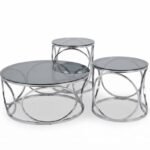 Silver coffee table with matching side stool modern metallic set for living room in Lagos, Nigeria