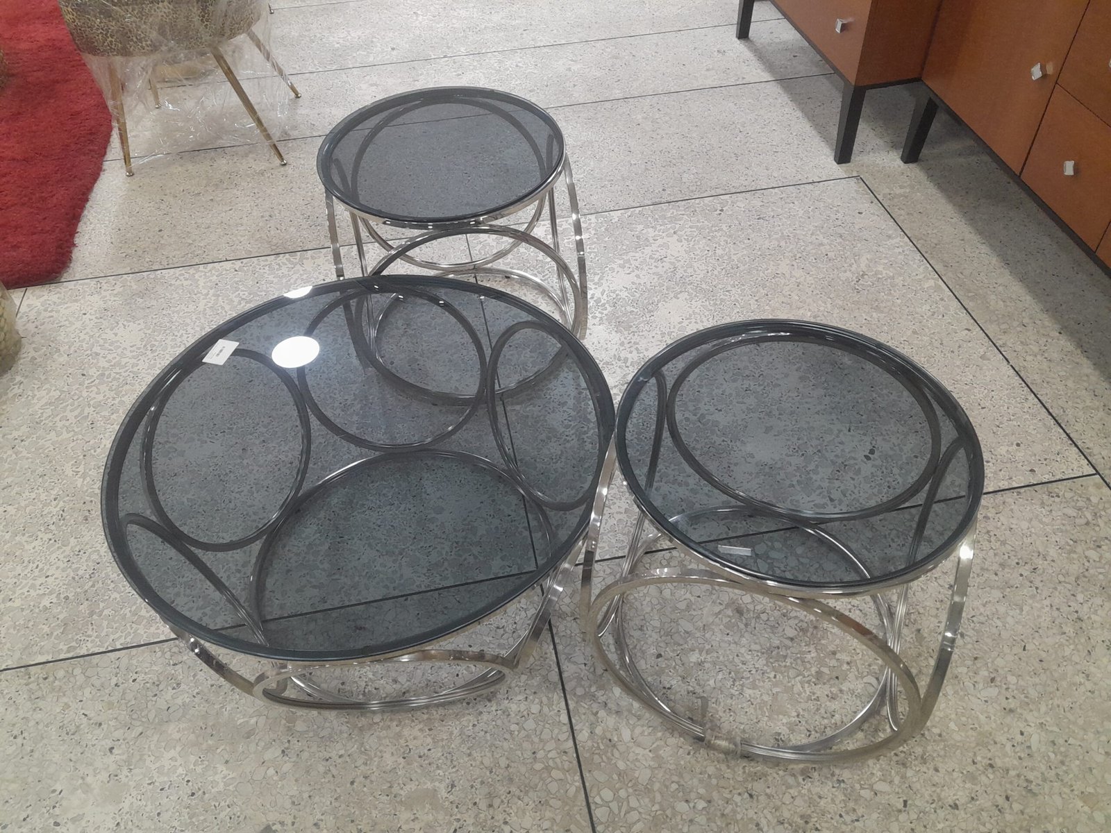 60497 Silver Coffee Table With Side Stool - Image 1