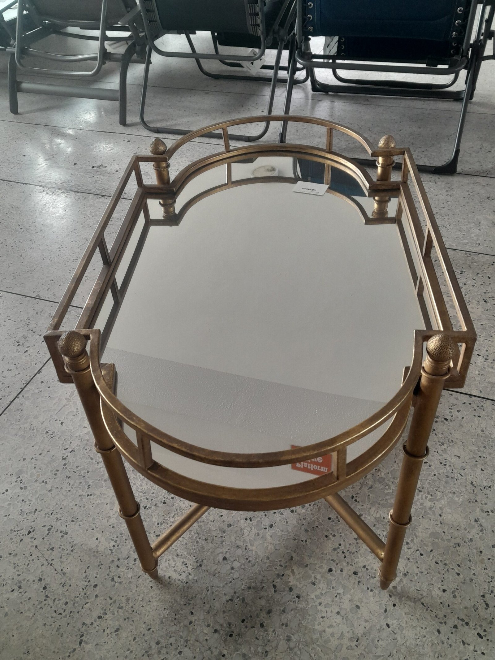 60506 Round Gold Mirror Table - Image 1