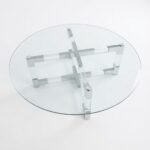Transparent glass center table with white base modern coffee table for living room in Lagos, Nigeria
