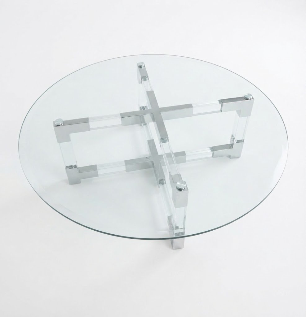 Transparent Glass Center Table White Transparent glass center table with white base modern coffee table for living room in Lagos, Nigeria