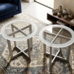 Transparent glass side stool with white finish modern accent table for home décor in Lagos, Nigeria