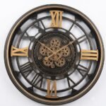 Westminster X Giant 60cm wall clock with exposed moving gears and gold Roman numerals for home decor in Lagos, Nigeria.