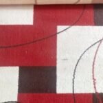 Red and black modern geometric patterned area rug with 3x6 ft dimensions for home and office floor décor in Lagos, Nigeria