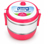 Red round lunch box set with secure lids for food storage and meals on the go in Lagos, Nigeria