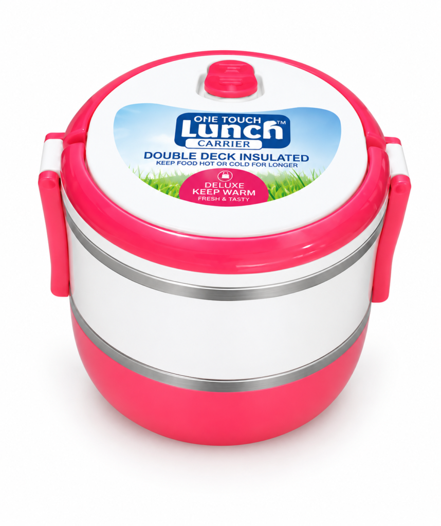 Red round lunch box set with secure lids for food storage and meals on the go in Lagos, Nigeria