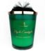 Luxury Candle Queen green glass candle with Fig and Eucalyptus scent and a decorative faux fur pom pom lid in Lagos, Nigeria
