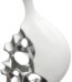 White ceramic medium vase with silver metallic trim for modern living room decor in Lagos, Nigeria