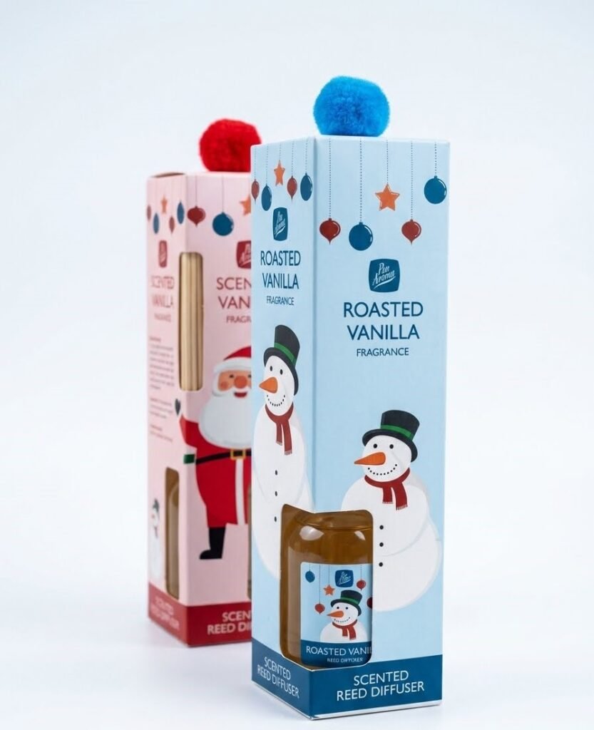 100ml Snowman Pom Pom reed diffuser in Roasted Vanilla scent for festive home fragrance in Lagos, Nigeria