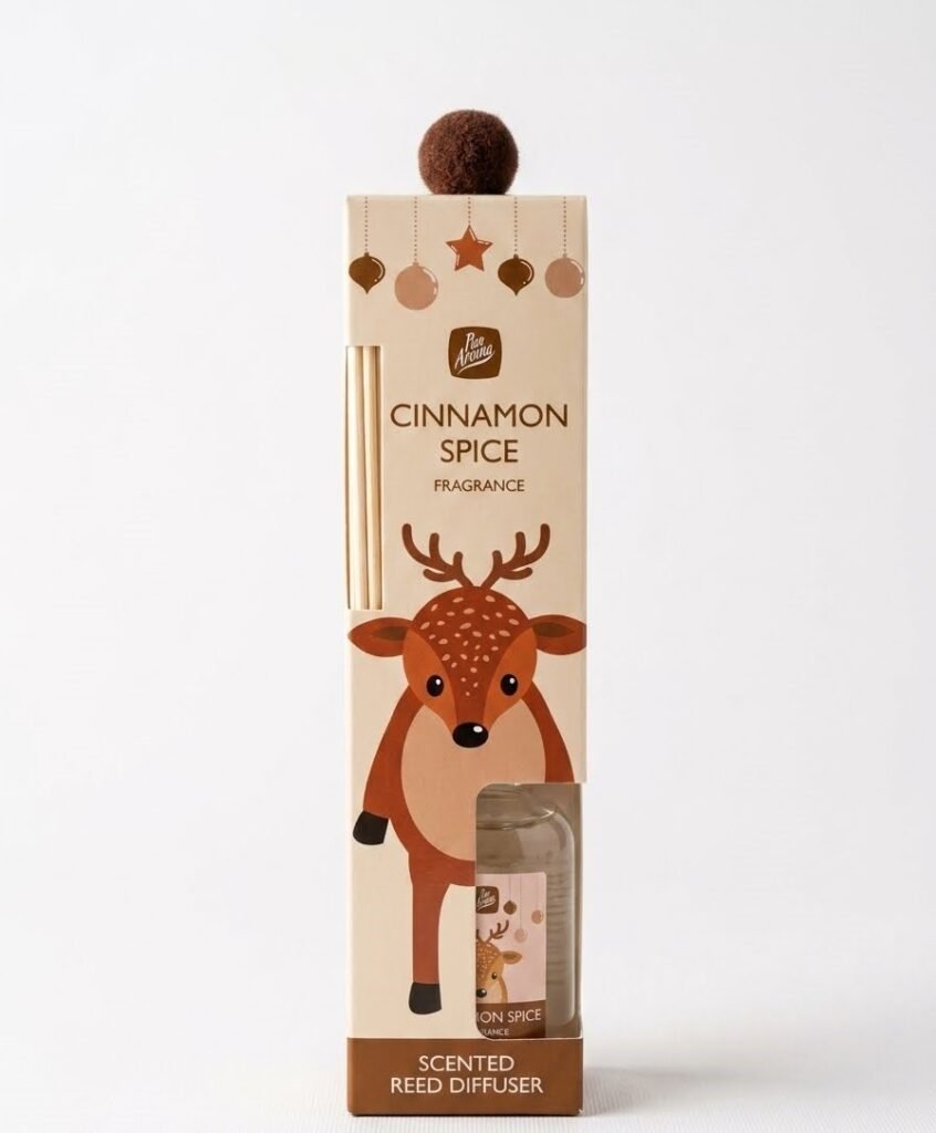 100ml Reindeer Pom Pom reed diffuser in Cinnamon and Spice scent for festive home fragrance in Lagos, Nigeria