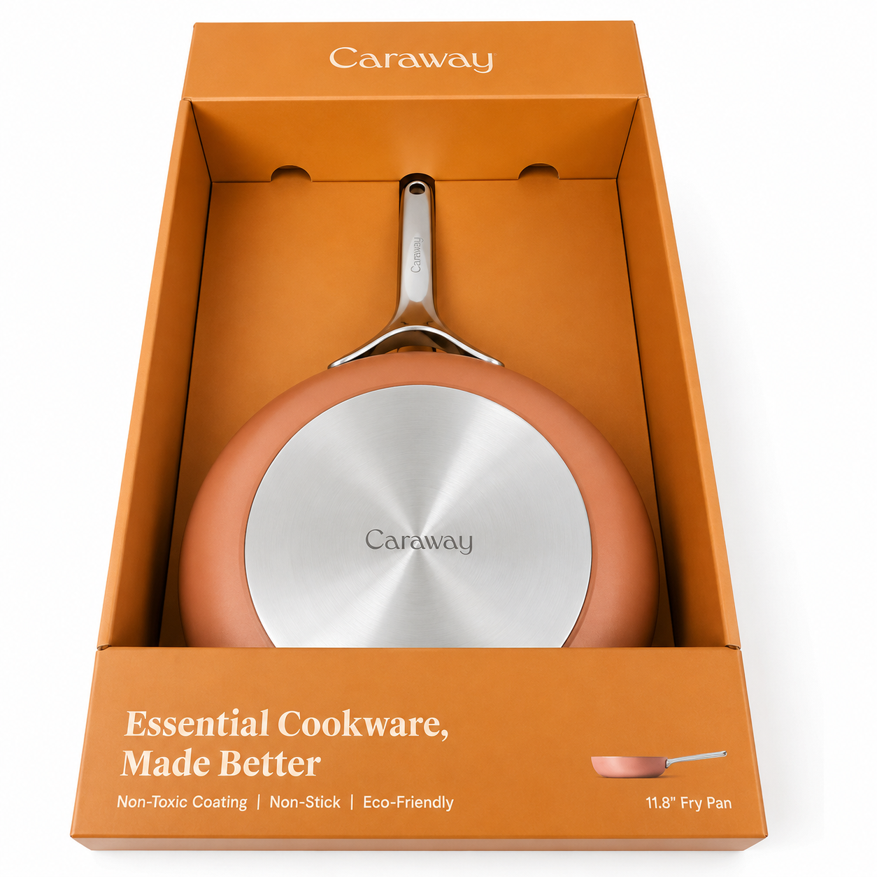 Terracotta Caraway 10.5 inch non-stick ceramic frying pan Terracotta Caraway 10.5 inch non-stick ceramic frying pan in original packaging for Lagos, Nigeria kitchens.