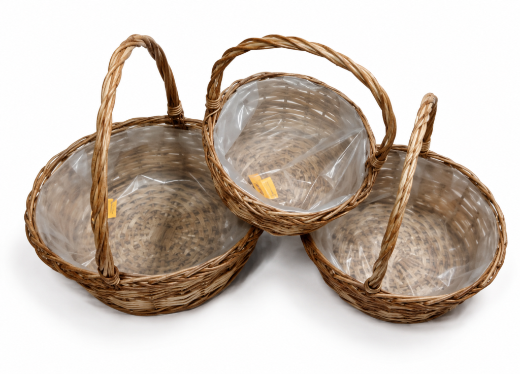 Set of 3 natural willow woven storage baskets for home organization and décor in Lagos, Nigeria