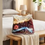 Heavyweight KS Super Velour floral mink blanket in burgundy with plush 2-ply texture in Lagos, Nigeria