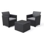 Graphite Chicago Outdoor Table & Chair Balcony Set