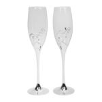 Celebrations Set Of 2 Champagne Flutes Bride & Groom Photo Frame