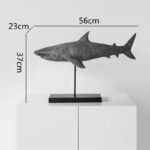 Raw Art Giant Shark On Plinth-Raw Pewter Décor