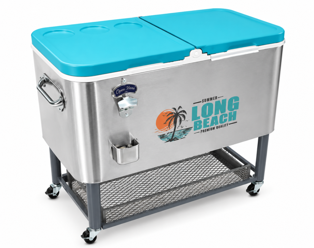 Large 100 litre roller drinks cooler with wheels for outdoor parties and events in Lagos, Nigeria