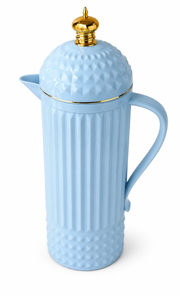 1000ml glossy light blue thermos flask with crown lid for hot and cold drinks in Lagos, Nigeria