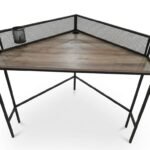 Grey 42-inch industrial corner desk for home office, study, and workspace setup