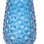 Vase Diamond Cut Large Glass Petrol Blue