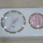 Clock With Kitchen Timer Nostalgia Burgundy Red