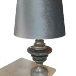 Grey bedside table lamp with fabric shade modern nightstand light Lagos Nigeria