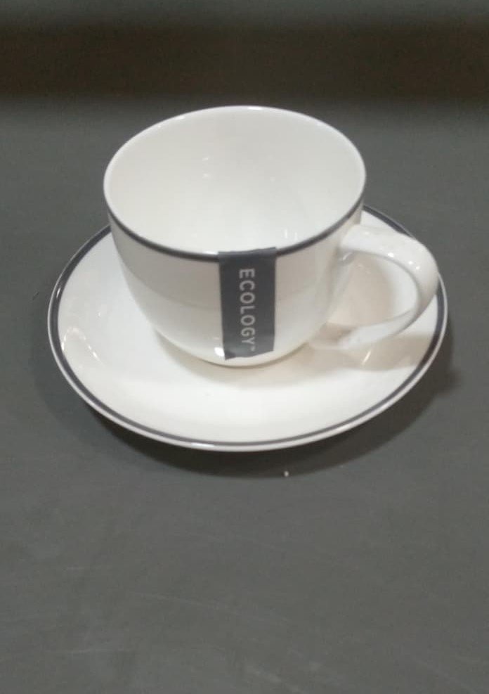 9313921281412 Ecology Bistro Bone China Teacup & Saucer 275Ml - Image 1
