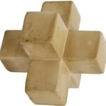 Triangular Wooden Dice Table Decor Yellow