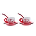 Set Of 6 Espresso Cups With Saucers Love