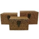 S/3 Leopard Animal Print Trunk Décor