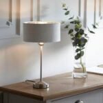 Nickel Finish Grey Hide Lamp
