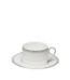 White Elia Maypole fine bone china tea cup and saucer with a real platinum rim for luxury dining in Lagos, Nigeria.