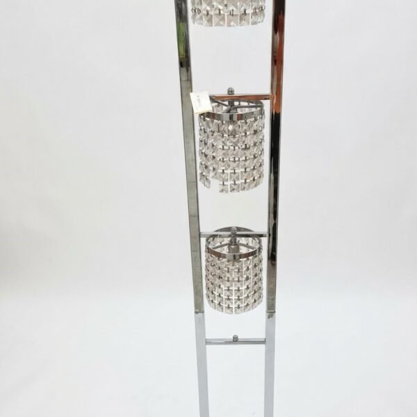 3 light crystal floor lamp with chrome finish and crystal shades for luxury home lighting in Lagos Nigeria modern decor
