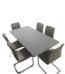 Modern grey glass dining table with 6 matching upholstered chairs for luxury dining in Lagos, Nigeria